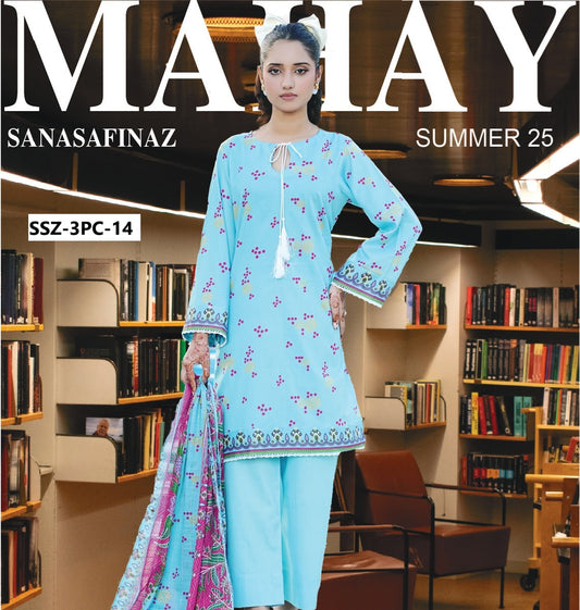 SANA SAFINAZ 3PC UNSTITCH LAWN.